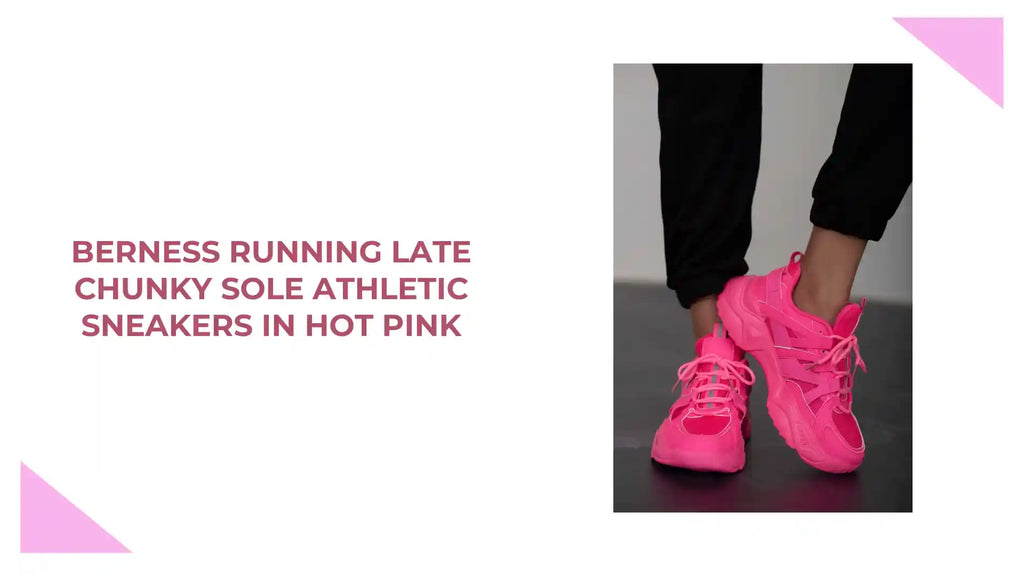 Berness Running Late Chunky Sole Athletic Sneakers in Hot Pink by@Outfy
